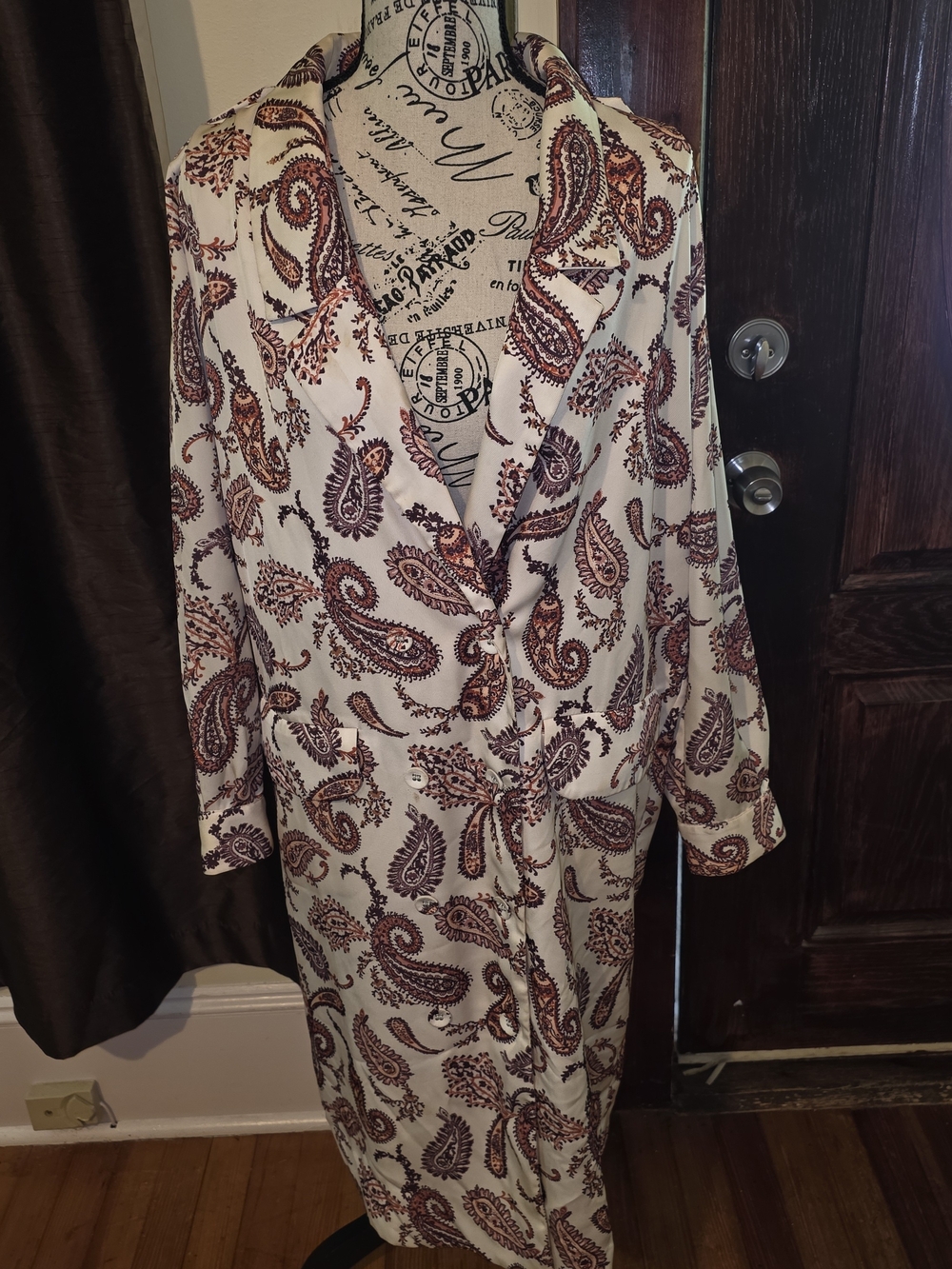 The Bright Side Cream Paisley Blazer Dress Size Medium